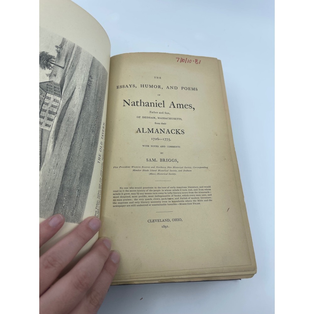 Antique 1891 Dr Ames Almanac Collection Book Old‎ Boston New England History